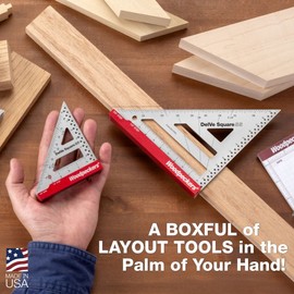 Woodpeckers Delve Square, 10-in-1 Woodworking Layout Tool, 6 Inch, Stainless Steel, Feature Packed Carpenter Square