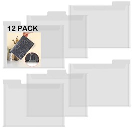 Briartw 12 Pack Storage Bag,Resealable Plastic Envelopes Pockets for Cutting Dies Stencil Crafts Organizer Holder,9.25x6.89 Clear Storage Envelopes for Clear Stamp,Die Cuts,Scrapbook Paper
