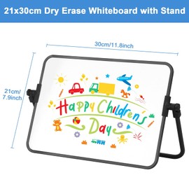 Portable Dry Erase Whiteboard,30×21 cm Double Sided White Board Small Whiteboard with Stand,Magnetic A4 Whiteboard with Dry Erase Pens,Magnets and Eraser for Desk Office Kitchen School Gift (Pink)