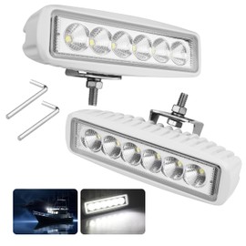 RVZONE Waterproof Led Boat Lights, 18W LED Spreader Lights 1200LM 120°Flood Light, 6.3in Deck Dock Marine Led Lights Bar, Pack of 2, White Housing (Flood Light/White Housing)
