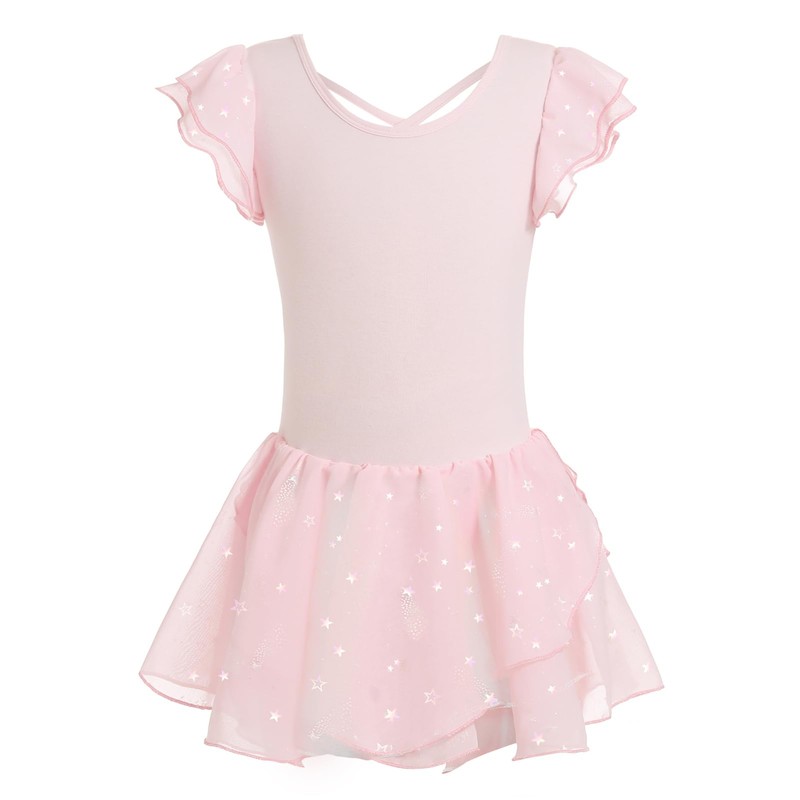 Maillot de ballet sin mangas para niñas con falda, estampado
