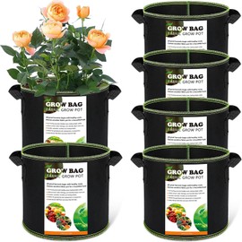 Pflanzsack aus Vlies Stoff, Stofftopf 11l Volumen (6er Pack),Tomaten kübel mit Griff, Atmungsaktive Pflanzentöpfe Für Den Außenbereich, für Den Anbau von Kartoffeln,Gemüse,Verdickter(6 Stück, Schwarz)