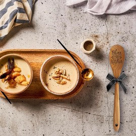 LRUIOMVE Bless This Kitchen Wooden Spoon, Suitable for Soup, Salad, Mixing, and Serving, Heartwarming Baking Gifts for Chefs Moms Cooking Lovers, Great for Birthdays, Christmas, Thanksgiving