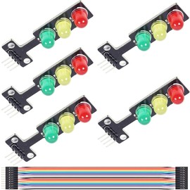 Youmile 5pcs Mini Traffic Light Display Module LEDDC 5V5mm Display Module Mini Light Emitting Diode Traffic Light with DuPont Cable for Arduino DIY