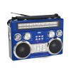 QFX Blue Portable Retro AM/FM/SW 3-Band Radio With Flashlight Bluetooth