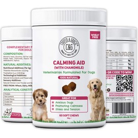 C&G Pets Calming Supplements For Dogs With Chamomile 60 Soft Chews | Reduce Stress | Reduce Separation Anxiety | Works Well In Storm | Promote Relaxation | Veterinarian Formulated