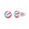 Stainless Steel Puerto Rico Flag Button Stud Earrings