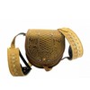 Authentic Ukrainian Handcrafted Classic Yellow Brown Round Leather Bag Ukraine Fancy Comfy Cross Small Pocket Bags (20х10х20)