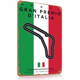 Italy Grand Prix Circuit F1 Gifts Metal Signs Vintage Uk Wall Art F1 Gift for Formula One Fans Gifts for Men Garages, Man Cave, Home Offices and Game Rooms Flag Decorations Sign Plaques