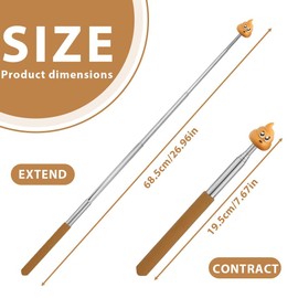 IKOPFLN Pack of 2 Extendable Pointer Sticks, Telescopic Teacher Pointer, Retractable Classroom, Finger Pointing Stick, Stainless Steel Children's Extendable Pointer Stick for Classroom, Personal