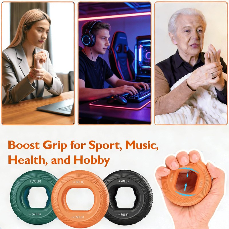 Hand Grip Strengthener, Finger Exerciser, Forearm Strengthener Kit - 7