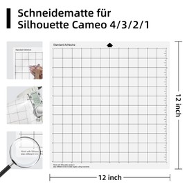 Prime Vinyl Cutting Mat for Silhouette Cameo 4/3/2/1-3 Pieces - 30.5 x 30.5 cm, Non-Slip Cutting Mat, Standard Handle, Light Handle, Strong Grip, Cutting Mat Set