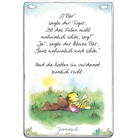 30 x 20 cm Tin Sign, Wall Sign, Door Sign for Children's Room - Funny Saying Children's Book Motif Suitable for Janosch Fans and Lovers