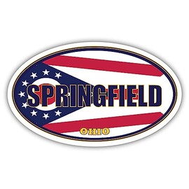 3 Pack 2x3 inches | Springfield City Ohio State Flag | OH Flag Clark County Oval State Colors Construction Toolbox, Hardhat, Lunchbox, Helmet, Mechanic, Luggage
