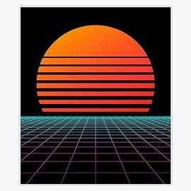 Minimal Nostalgia Sunset Synthwave Sticker Bumper Sticker Vinyl Decal 5"