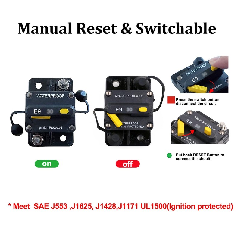 Gloaso 250A Hi-Amp Circuit Breaker with 3/8" Studs & Manual