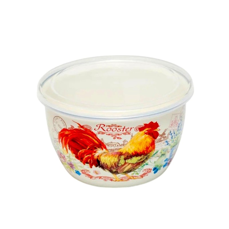 Metalac Enamelware Bowl Gourmet Enameled Steel Bowl with Lid Serving