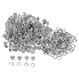 HARFINGTON 300set Grommets Kit Metal Eyelets 3mm 1/8" Hole Tiny Grommet with Washers for Shoes Clothes Belt Tag Bag Fabric Leather DIY Project, Silver Tone