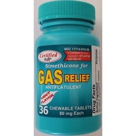 CertifiedPlus GAS RELIEF Bloating Pressure Chewable Mint Flavor Tablets 36/Pk
