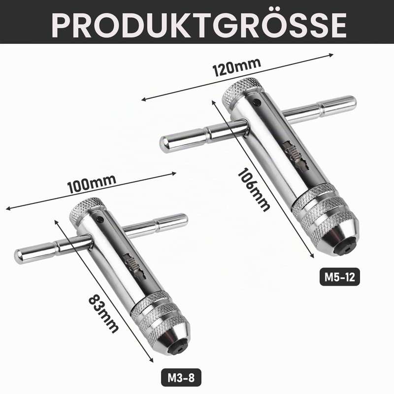 Vaileal 2 Pieces T Handle Tap Wrench Ratchet Tap Wrench