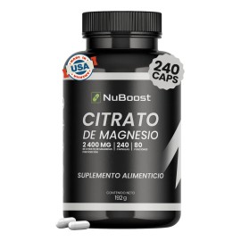 Citrato De Magnesio 400mg 240 Cápsulas Natural- Nuboost