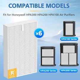 HPA300 Filter R Replacement Compatible with Honeywell Air Purifier HPA100/200/300 and 5000 Series, 6 Pack Honeywell R Filters (HRF-R3 & HRF-R2 & HRF-R1)
