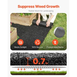 Happybuy Recycled Rubber Mulch for Landscaping, 96 x 22 in Mat, Permanent Rubber Pathway, Natural-Looking Black Mulch Border for Plants, Vegetables & Flower Garden Edging Barrier