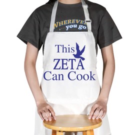 BWWKTOP Sorority Kitchen Apron Greek Sorority Gifts This ZETA Can Cook Black Greek Gift Adjustable Apron With Pocket (ZETA Cook)