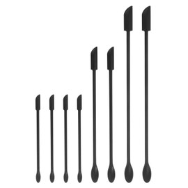 uxcell 8Pcs Makeup Spatula, Mini Silicone Spatula Set With Spoon, Small Makeup Spatula Scraper for Kitchen Makeup Cosmetic Bottles Black