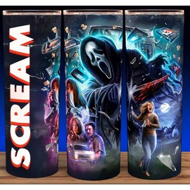 Novelty Glow in the Dark 90s Scream Ghostface Retro Look Horror Cup Tumbler 20oz