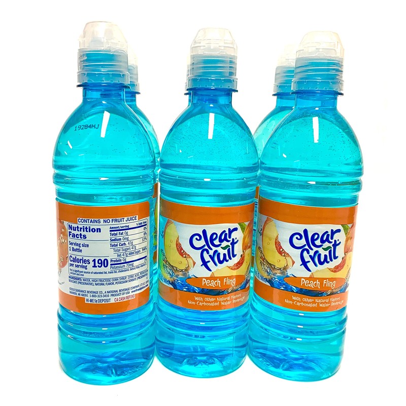 Clear Fruit Peach Fling Flavored Water 6 Pack 16.9oz Bottles