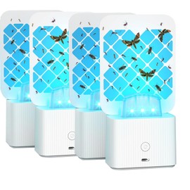 Fruit Fly Traps for Indoors, 4 Traps+20 Sticky Refills, Bug Gnat Traps Zappers for House, Mosquito Zapper for Pantry Moth, Safer Home Bug Light Catcher, Plug in Gnat Killer Indoor