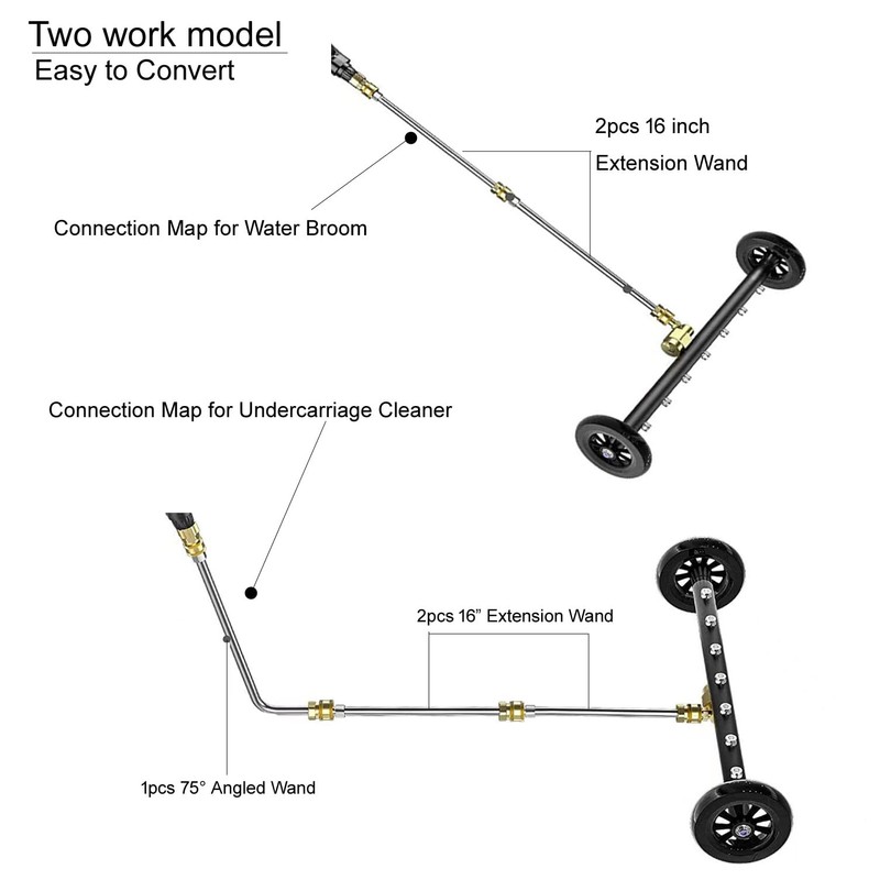 QCHENYI 2-in-1 24" Dual-Function Undercarriage Pressure Washer Cleaner, Surface Cleaner