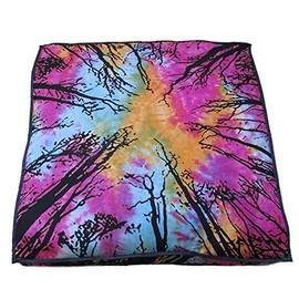 ICC Large Square Floor Pillow Cover Hippie Ottoman Pouf Cover Daybed Cotton Mandala Cushion Cover with Heavy Duty Zipper Seating Ottoman Poufs Dog-Pets Bed (Multi Forest, 35" Square)