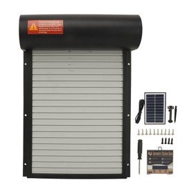 Automatic Chicken Coop Door, Metal Solar Opener Tool for Goose and Duck Farm, Roller Blind for Chickens, Ducks, Geese, Countdown Timer (Black)
