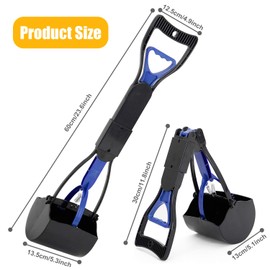 HyAdierTech Portable Dog Poo Gripper, Yard Dog Pooper Scooper with Waste Bag Dispenser, Foldable Dog Poop Scoop for Cats with 30 Dog Waste Bags, Easy to Use Lever