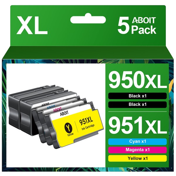 950XL and 951XL Ink Cartridges Combo Pack Compatible for HP 951 Ink Cartridges for HP OfficeJet Pro 8610 8620 8625, HP 8600 Ink Cartridges Combo Pack for HP 950 951 Ink cartridges Combo Pack, 5-Pack
