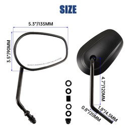 PSLER 8mm Sportster Rear View Mirrors - for Electra Glide Road Glide Street Glide Road King Dyna Softail Freewheeler Street XG500 XG750 Sportster 1200 883 Motorcycle Accessories 1982-later(Black)