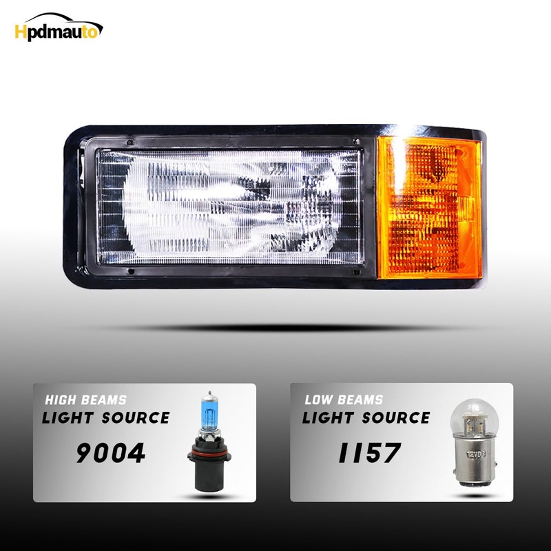 Left headlights for Mack,Replacement Headlamp with turn Signal Bulb Compatible