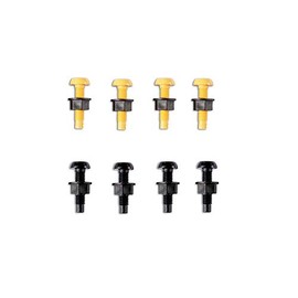 BEK-FIX Yellow & Black Plastic Number Plate Screws Nuts Bolts Fixings Fittings Fixers x 8