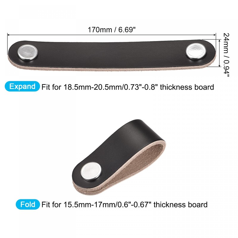 sourcing map Leather Drawer Pulls, 6.69" 4Pcs Surface Leather Furniture