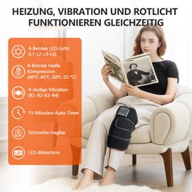 Emicool Leg Massager with Heat, 4 Vibration and 4 Red Light Mode Cordless Portable Leg Massage Heating Pad for Pain Relief, Wearable Knee Massager, Calf Massager for Men/Women/Elde