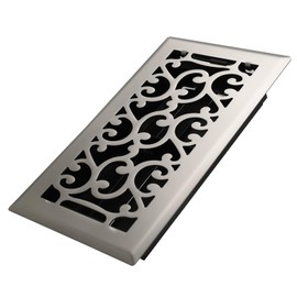 Howeall 4x8 Inches Heavy Duty Walkable Floor Register - Easy Adjust Air Supply Lever Decorative Floor Vent Covers, Savannah Design Vent Covers for Home - Satin Nickel