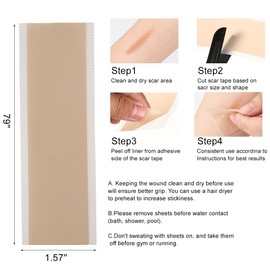 Silicone Scar Sheets 1.6" x 6" Silicone Scar Tape for Surgical Scars Silicone Scar Strips Adhesive Patches for Face Wrinkles, C-Section, Burn Scars 5 Sheets