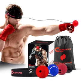Champs Boxing Reflex Ball - Boxing Equipment Fight Speed, Boxing Gear Punching Ball Great for Reaction Speed and Hand Eye Coordination Training Reflex Bag (Set of 4)