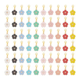 UNICRAFTALE 60pcs Sakura Flower Charms Knitting Stitch Markers Flower Crochet Stitch Marker with Removable Lobster Clasp Ring Notions Clip on Cute Charms for Sewing Weaving DIY Zipper Pull Charm