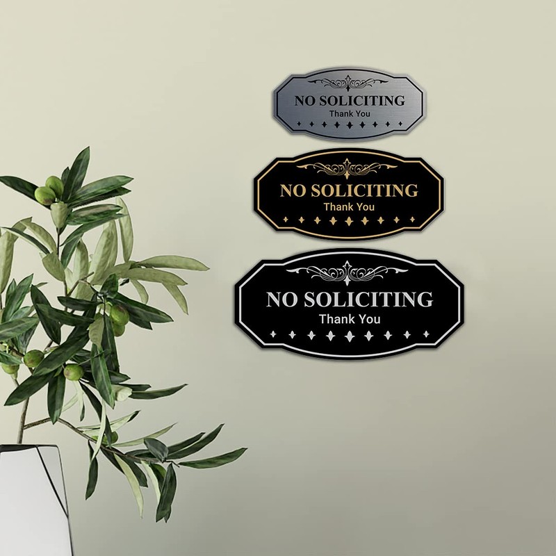 Victorian NO Soliciting Thank You Sign (Blue) - Large