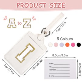 Initial Letter Luggage Tags for Suitcases, Monogrammed Suitcase Luggage Identifier Name Tag, PU Leather TSA Approved Luggage Tags,Bag Tags for Men Women Kids Luggage Handbags Schoolbags(White-White I)