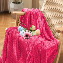 inhand Hot Pink Fleece Throw Blanket for Women, Super Soft Cozy Blankets for Mom, All Season Lightweight Fuzzy Blanket for Couch Sofa Chair, 50×60 Inches