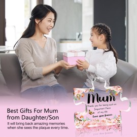Mothering Day Gifts for Mum, Mum Birthday Gifts, Touching Sayings Acrylic Block Plaque for Mum, Best Mum Gifts from Daughter Son, Mum Birthday Presents for Mum Gift Plaque 3.9 * 3.3in